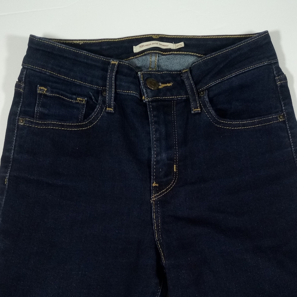 Levi’s 721 High Rise Dark Wash Skinny Jeans Size 25 - Picture 6 of 10